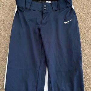 Nike Navy Blue Baseball Cropped Pants with White Swoosh Mens Medium